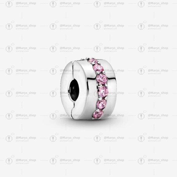 Pandora Pink Sparkling Row Clip Charm|Pendant - Picture 1 of 2